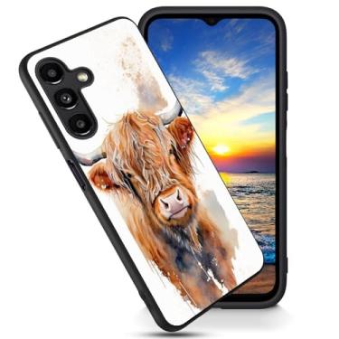 Imagem de FGDRFGRW Projetada para Galaxy A56 5G, capa ultrafina de TPU fosco macio, absorção de choque, capa protetora antiarranhões para Samsung Galaxy A56 5G 6,7 polegadas, aquarela vaca Highland