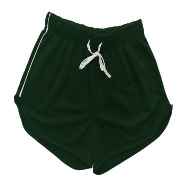 Imagem de SHORTS FEMININO EM MALHA MOLETINHO, COM CADARÇO CINTURA, LISA, COR VERDE, MARCA BASIC+, TAMANHOP G