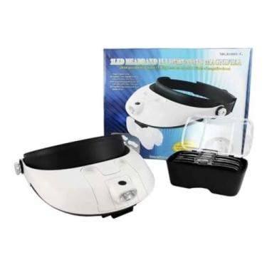 Imagem de Super Lupa De Cabeça Com LED Profissional 2LEDs + 5 Lentes De Aumento + 3 Pilhas Aro Ajustável