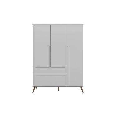 Imagem de Guarda Roupa Infantil 2 Gavetas 3 Portas Roupeiro Retrô Com Pés Melinda Cinza - Phoenix Baby