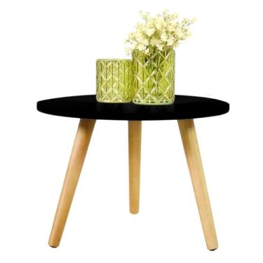 Imagem de Mesa Mesinha De Centro Decorativa retrô Para Sala Sofa E Apoio Pe Palito Madeira Tripe MDF(PRETO)