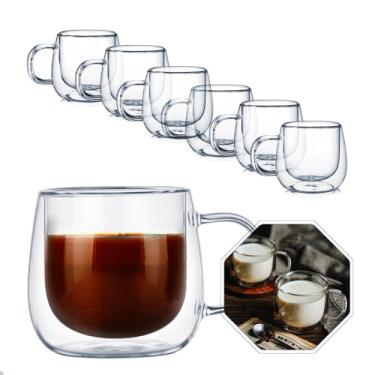 Imagem de Conjunto de 6 Xícaras de Vidro Borossilicato, Parede Dupla, 80ml, Transparente