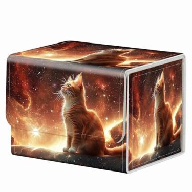 Imagem de RMJKXQZG Caixa de baralho com ímã forte MTG Demon Deck Box Magic The Gathering Commander, caixa de armazenamento de cartas colecionáveis com estampa criativa para jogos colecionáveis, um lindo gato