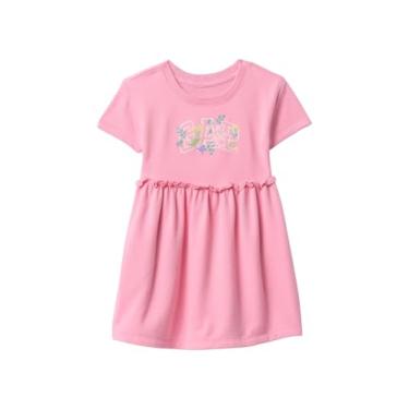 Imagem de GAP Vestido de malha com logotipo de manga curta para bebês meninas, Maio rosa, 6-12 Meses