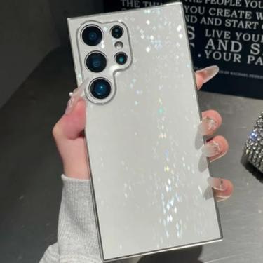 Imagem de MVVKKY Para Samsung Galaxy S24 Ultra Luxury Full Glitter Plating Case Shockproof Bumper Brilhante Hard PC Cover (Para Samsung Galaxy S24 Ultra/Branco)