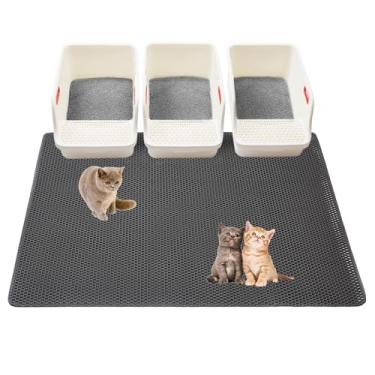 Imagem de Tapetes de areia para gatos - extra grande 118 x 91 cm tapete de armadilha para gatos - caixa de areia XXL fosco para chão - tapete coletor de 2 camadas para animais de estimação caixa de areia