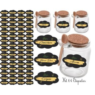 Imagem de Kit 64 Adesivos tag rotulo etiqueta 4,8X1,4 cm à Prova d'Água Água par