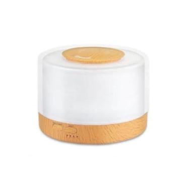 Imagem de Difusor Umidificador de Aromas Elétrico, 500ml, LED 7 Cores, Base Madeira, Bivolt