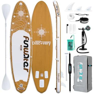 Imagem de FunWater SUP inflável ultraleve de 28 x 83 cm x 15 cm para todos os níveis de habilidade, tudo incluído com prancha de stand up paddle, remo flutuante, bomba, mochila de viagem ISUP, trela, bolsa à