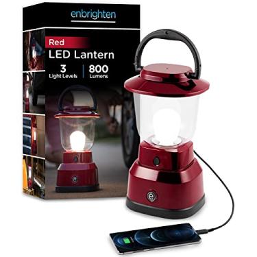 Imagem de Lanterna de acampamento LED Enbrighten alimentada por bateria, carregamento USB, 800 lúmens, 200 horas de autonomia, alça de mosquetão, equipamento de caminhada, luz de emergência, blackout, tempestade, furacão, vermelho, 29923