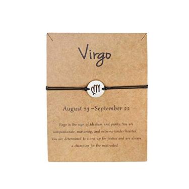 Imagem de HUJUON Pulseira de ouro 14 k com signo de constelação para mulheres. Pulseira de horóscopo de astrologia/tornozeleira para meninas, adolescentes, amizade, casal, joias com cartão