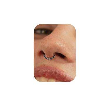 Imagem de BodyBonita Anéis de septo articulados de 16G 6 mm - Anéis de nariz de titânio G23 argolas clicker joias de septo preto CZ piercings de nariz Helix Tragus Rook Daith brincos para mulheres homens prata