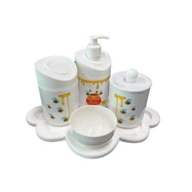 Imagem de Kit Higiene Abelhinha III Baby C/bandeja Nuvem E Quadrada Mdf - Dóia K