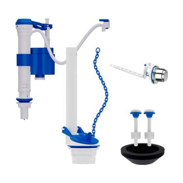 Imagem de Kit Completo Branco Para Caixa Acoplada Blukit Com Acionamento Lateral Cromado 340286