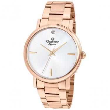 Imagem de Relógio Champion Feminino Prata Rosê Strass Cn25896z