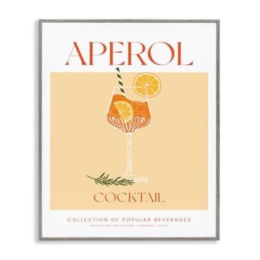 Imagem de Stupell Industries Minimal Aperol Cocktail Gray Framed Giclee Art Design por Lettered and Lined, 40 x 50 cm