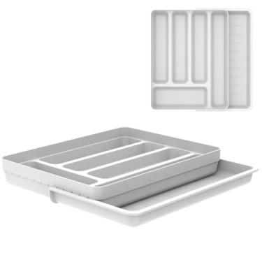 Imagem de Organizador de Gaveta Porta Talheres Utensilios Separador Divisor de Talheres(Branco)