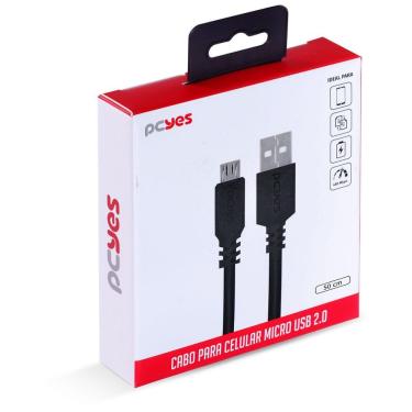 Imagem de Cabo Micro Usb Para Usb A 2.0 50cm Preto - Pmuap-05