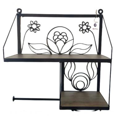 Imagem de Suporte Prateleira Em Ferro Cor Preta Duplo Para Cozinha