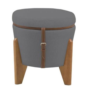 Imagem de Puff Multiuso Apolo Cinza e Imbuia - House Deccor