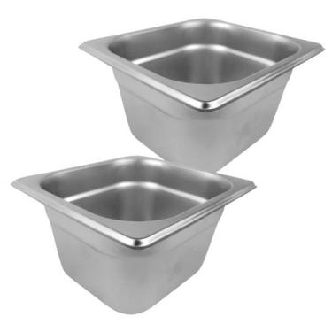 Imagem de 2 Cuba Gastronômica Inox Buffet 1/6 100mm Reforçada Premium - Tribosho
