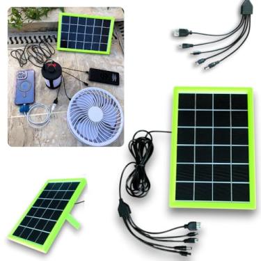 Imagem de Placa Painel Energia Solar Mini Portátil 6w 5 Pontas Carregamento Carregador Usb Á Prova D' Água E Poeira Para Telefone Celulares, Power Bank, Tablets, Câmeras, Acampamento E Atividades ao ar livre