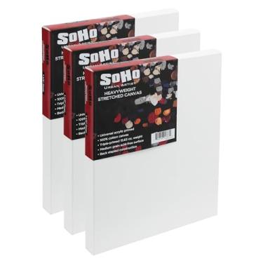 Imagem de Soho Urban Artist Artist, Tela De Algodão Esticada Alta Gramatura, 28X35 Cm, Para Pintura - 3,8 Cm Profundidade Pacote Com 3, Tripla Camada Primer, 100% Algodão, Sem Ácido, Arquivística, Óleo Primer