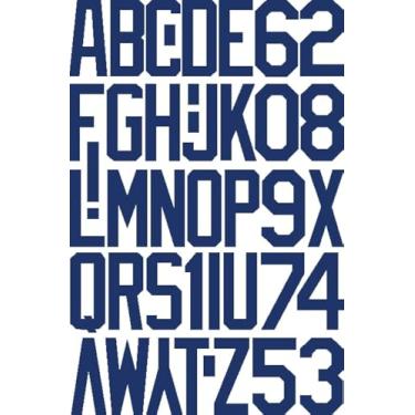 Imagem de Iron 'Em Letras Para Passar A Ferro Em Tecidos, Roupas, Camisetas Personalizadas, Artesanato Diy Crianças, Adultos E Bebês. De Transferência Térmica 2" Com Feltro Dura. Fonte Beisebol. 2 Folhas (Azu