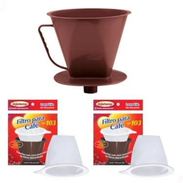 Imagem de Conjunto De Café 2 Coadores Filtro De Café Permanente Injetemp E Porta Filtro Com Funil Integrado (103)