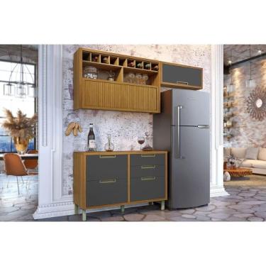 Imagem de Cozinha Modulada Nesher Imperatriz 3 Peças (2Aéreos+1Balcão) C6P45 Freijo/Grafite-Nesher