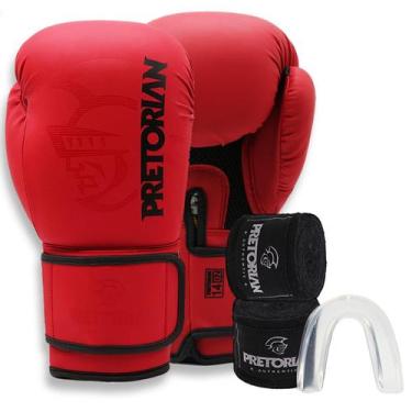 Imagem de Kit Luva De Boxe Muay Thai FX2 - Pretorian, Vermelho, Preto, 10 Oz