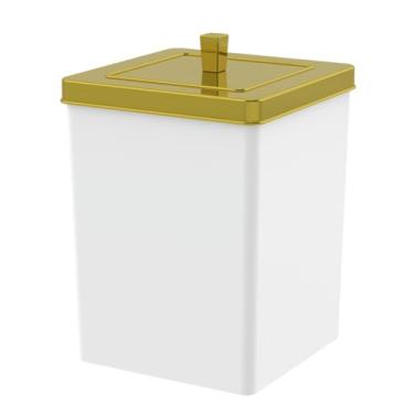 Imagem de Lixeira quadrada c/tampa 6,5 litros branco/dourado - Future | Com sistema que esconde o saco de lixo