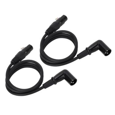 Imagem de WALFRONT 2PCS Cabos de Extensão de Microfone XLR Adaptador de Cabo de Microfone para o Alto -falante Fêmea de 90 Graus para Masculino Reto de 3 Pinos Conector de Microfone (3Meter)