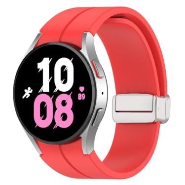 Imagem de Pulseira magnética compatível com Samsung Galaxy Watch Ultra de 47 mm, pulseira esportiva de silicone macio para Galaxy Watch 7 6 5 4 de 44 mm e 40 mm e homens / 6 Classic de 47 mm e 43 mm/5 Pro de 45