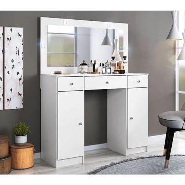 Imagem de Penteadeira Camarim Com Espelho E Led 5950 Branco 220V