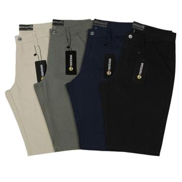 Imagem de Kit 4 Bermuda Masculina Sarja Casual Revenda Atacado - Tootexas, Bege,