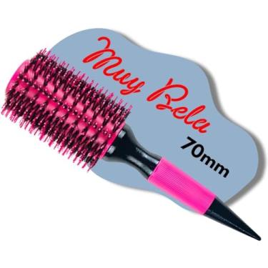 Imagem de Escova de Cabelo Profissional Redonda Cerdas Javali e Nylon (Rosa, 70mm)