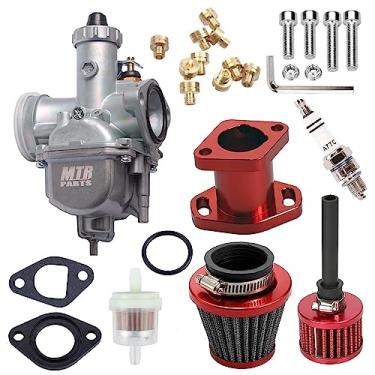 Imagem de Carburador VM22 de 26 mm para Predator 212CC 196cc, compatível com CT200U KT196 Mini Bike, Moto Race Go Kart 6.5HP Baja Warrior Heat MB165 MB200, kit de filtro de ar para frete GX160 GX200 6,5hp (vermelho)