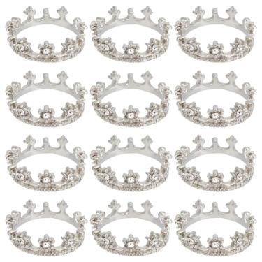 Imagem de FREEBLOSS 12 peças de mini coroa de metal para casa de bonecas, coroas em miniatura prateadas, pequenas coroas com estrelas, enfeite de bolo, bonecos, acessórios para a cabeça 0,8 x 0,5 pol