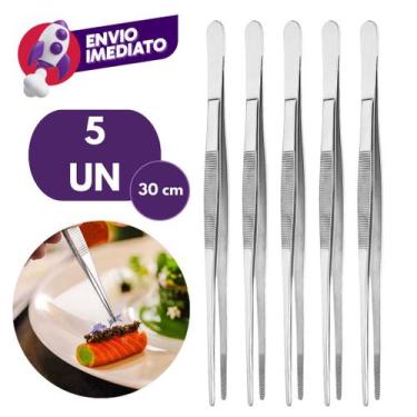Imagem de Pinça Culinária 30cm Precisão Profissional Gastronomia Aço Inox Barten