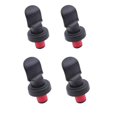 Imagem de 4 peças de rolhas de garrafa de vinho, tampas de garrafa de rolhas de plástico reutilizáveis com vedação hermética, conjunto de seladores de garrafas de champanhe Keep Wine Fresh