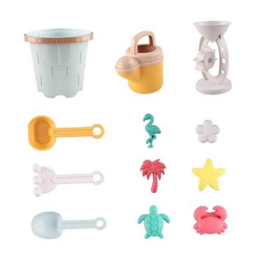 Imagem de YIJU Brinquedos de praia para crianças, brinquedo para escavar areia, piscina e balde de praia para crianças de 3 a 10 anos, brinquedo para banho em idade, Azul