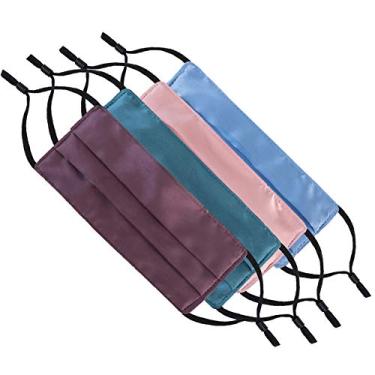 Imagem de Máscara facial reutilizável de tecido de seda feminina, lavável, preta, cinza, azul marinho, rosa, design de amoreira, divertido, respirável, para adultos, ajustável, balaclava, poliéster, nariz,