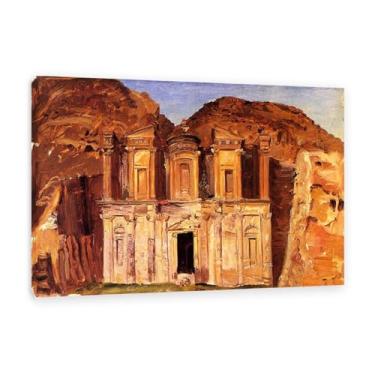 Imagem de View of Ed Deir Petra Jordan por Frederic Edwin Church Poster Giclee Print on Canvas Wall Art Famous Painting Reprodução Modern Home Art 60x40cm (24x16in) Moldura interna