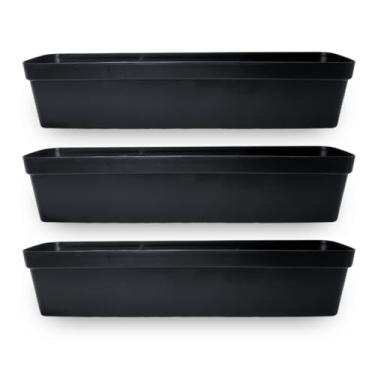 Imagem de Floreira，Kit 3 Floreiras Jardineira Extra Grande para Flores e Plantas Horta 80cm(Preto)