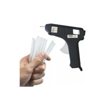 Imagem de Kit Pistola De Cola Quente Bivolt 40w + 10 Bastões De Cola Cor Preto 110v/220v