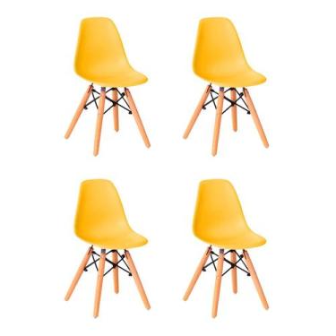 Imagem de Kit 4 Cadeiras Infantil Eames Polipropileno Base Madeira Eiffel Espres