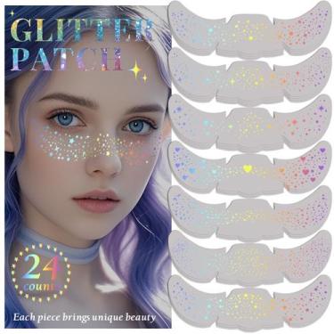 Imagem de Patches de maquiagem Glitter Freckles BESNEL Holographic 24 unidades
