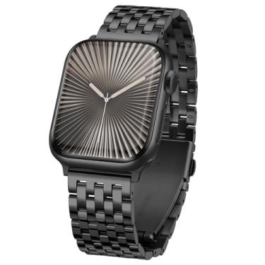 Imagem de Tasikar Correia metálica compatível com Apple Watch 42 mm (série 10) 41 mm 40 mm 38 mm para homens e mulheres, correias de substituição de aço inoxidável para iWatch SE série 10 9 8 7 6 5 4 3 2 1