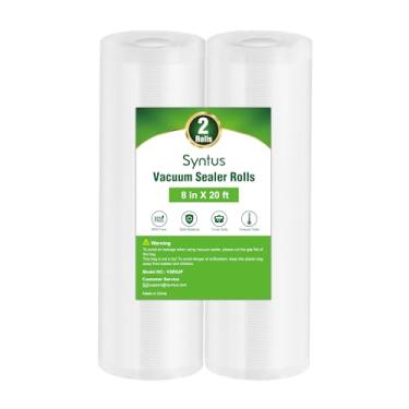 Imagem de Syntus Sacos seladores a vácuo para alimentos, pacote com 2 rolos de saco de grau comercial de 20,32 cm x 50 cm, sacos de vácuo de alimentos para armazenamento, preparação de refeições ou sous vide